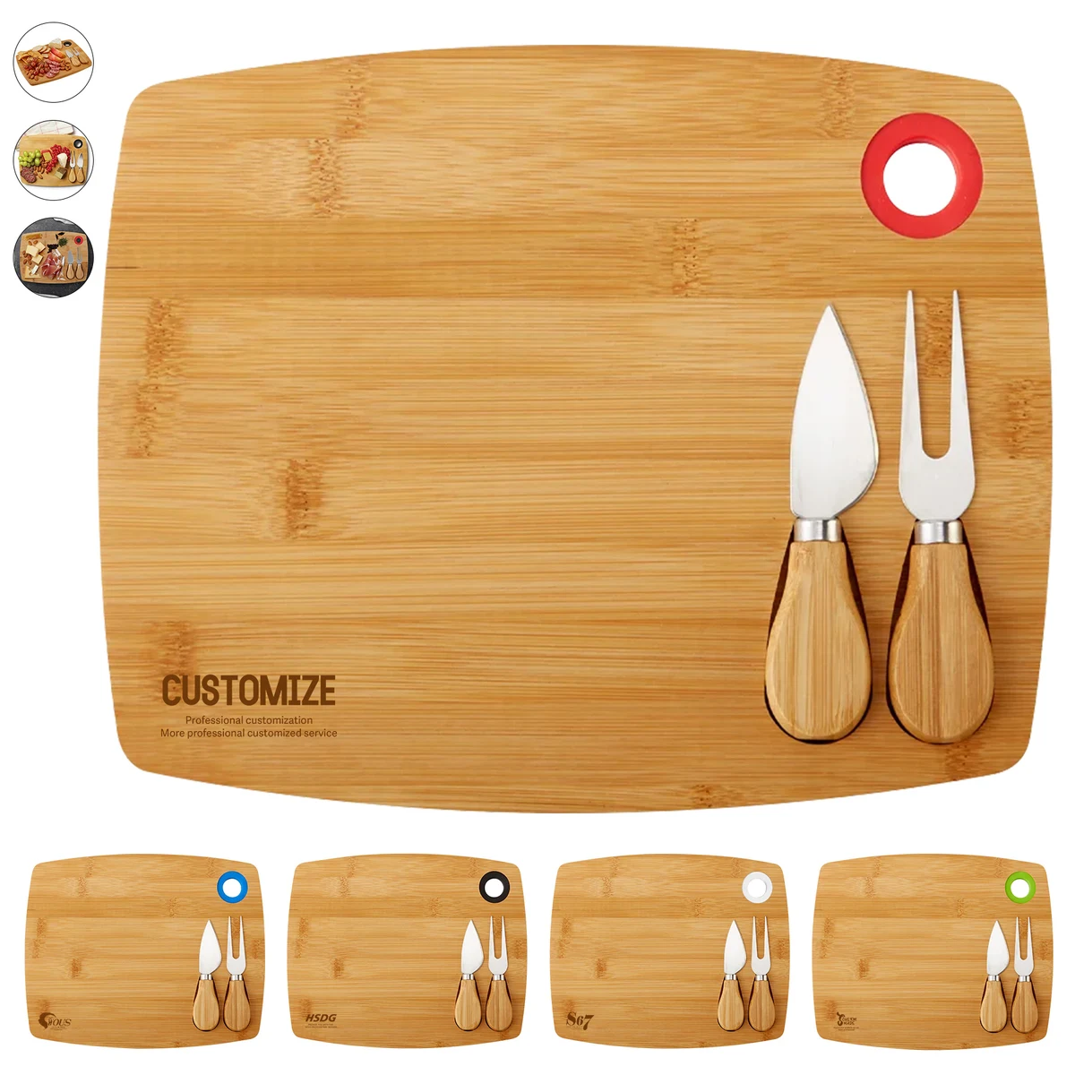 3-In-1 Bamboo Cheese Cutting Board Set (10'' x 7.7'') 1