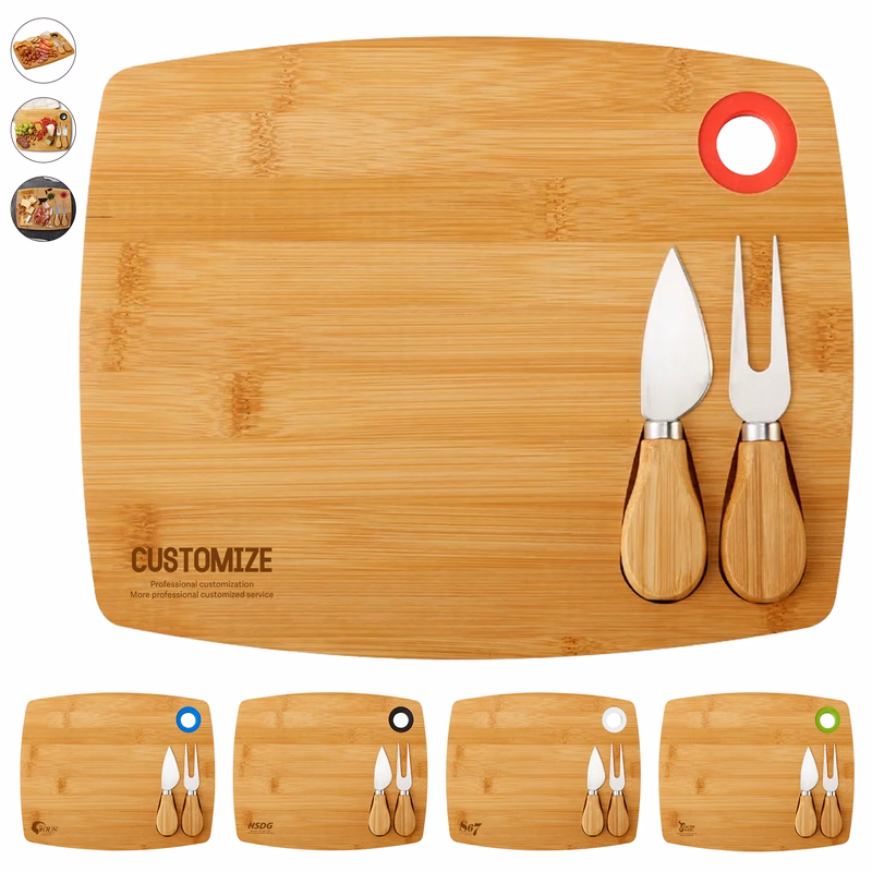 3-In-1 Bamboo Cheese Cutting Board Set (10'' x 7.7'')