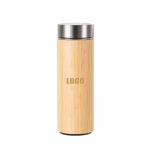 450ml Bamboo Encased Stainless Steel Coffee Mug With Double Wall Insulation
