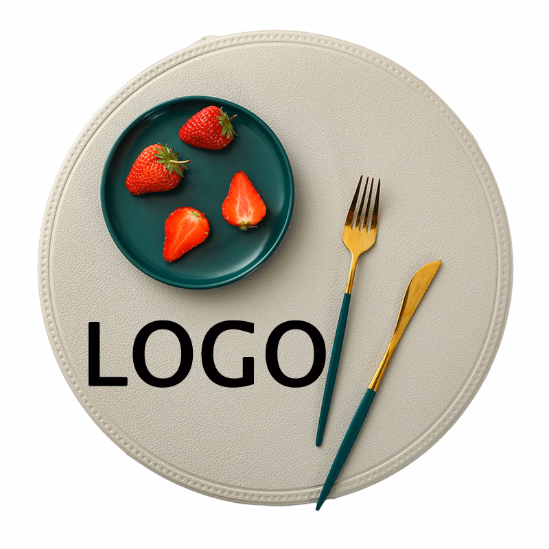 Custom Round PU Leather Table Placemat & Dining Meal Pad