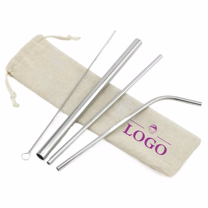 Stainless Steel Straw Set With Linen Pouch