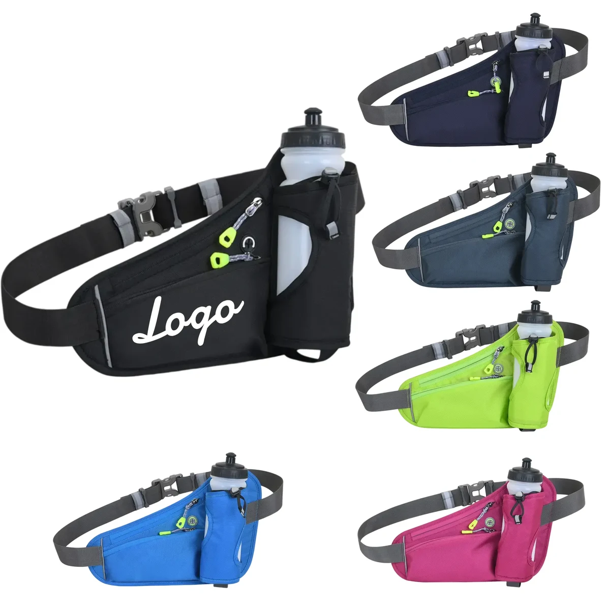 Colorful Sports Hydration Waist Packs with Reflective Strips 1