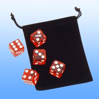5 DICES IN VELVET DRAWSTRINGPOUCH