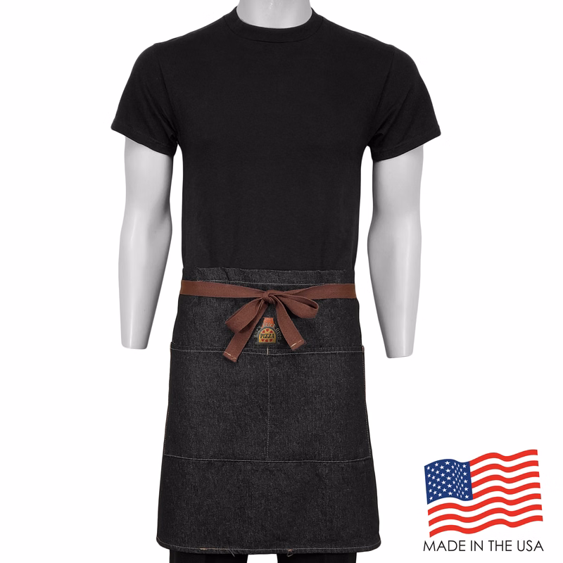 28 in. x 19 in. Denim Half Bistro Apron with Pockets (Embroidered Logo)