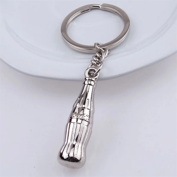 Custom 3.74" Cola Bottle Metal Keychain Full Color — Beverage Brand Promotional Gift 1