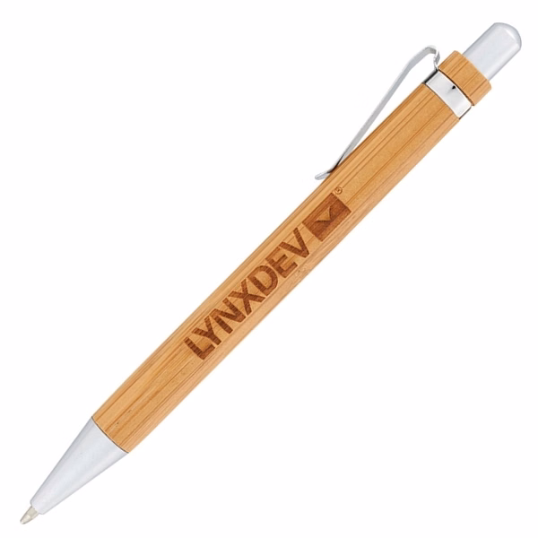 BAMBOO BALLPOINT PEN WITH METAL TRIMS