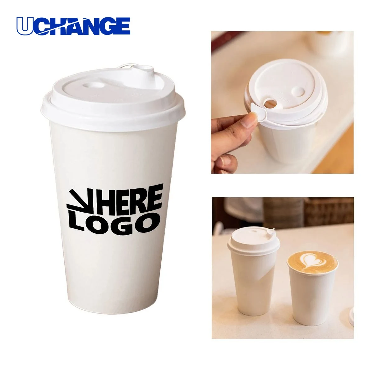 Paper Drink Cup Container with Lid (16oz) 1
