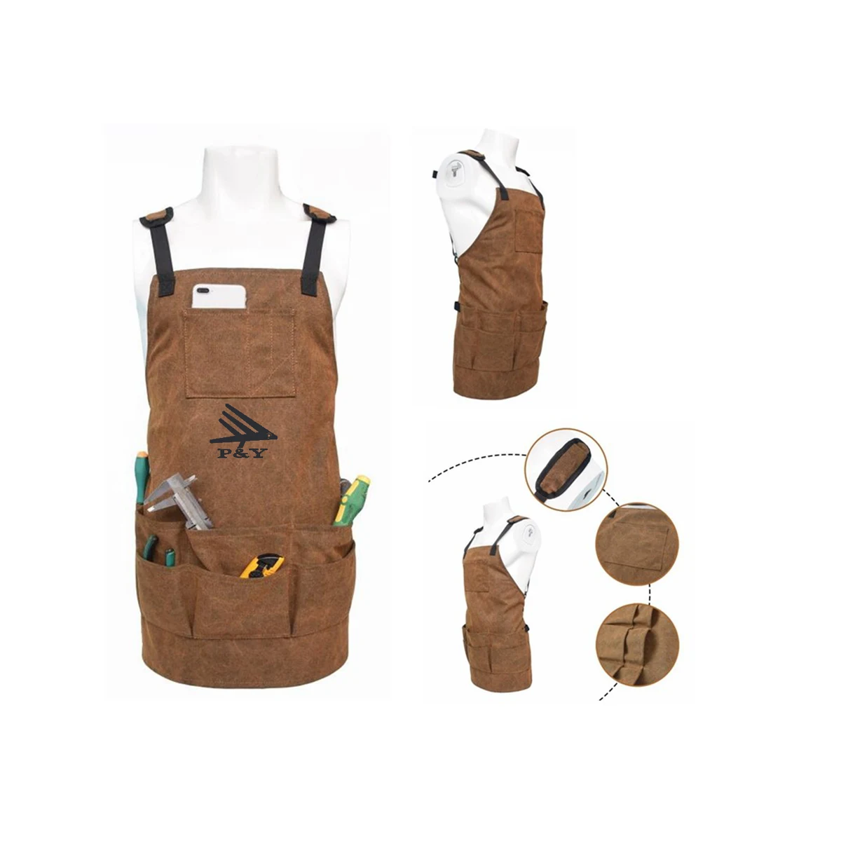 Multi-Pocket Canvas Tool Apron for Household Gardening 1