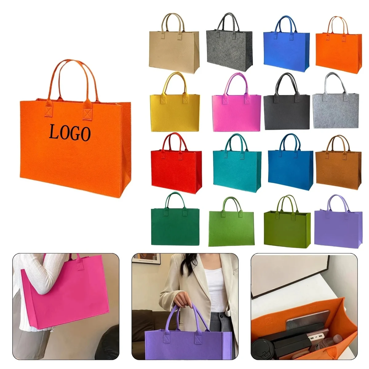 Large Felt Ladies Tote Bag 1