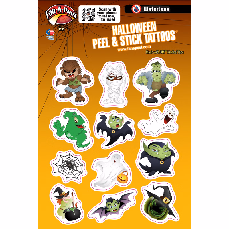 Waterless Peel & Stick Tattoo Custom Assortment Sheet - Die Cut to Shape - Full Color