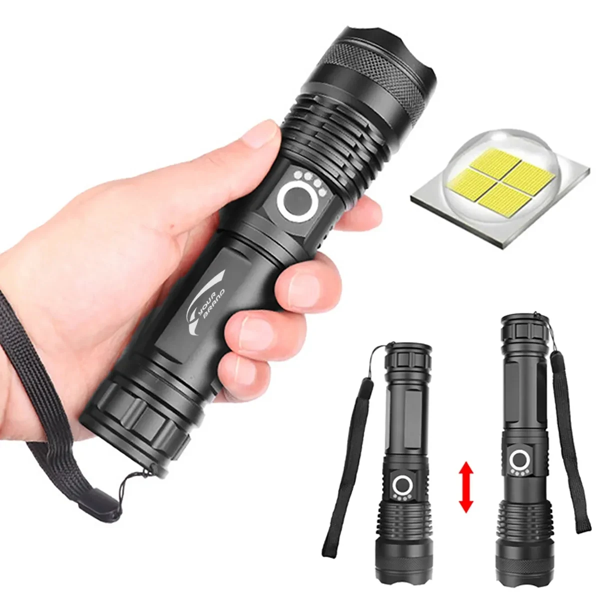 LED Outdoor Zoomable Tactical Rechargeable Flashlight Torch 1