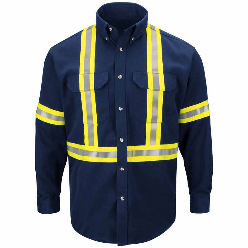 Bulwark® Men's Midweight FR Enhanced Visibility Uniform Shirt with Reflective Trim