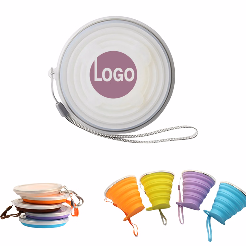 MOQ 30 PCS Silicone Folding Camping Cup with Lids