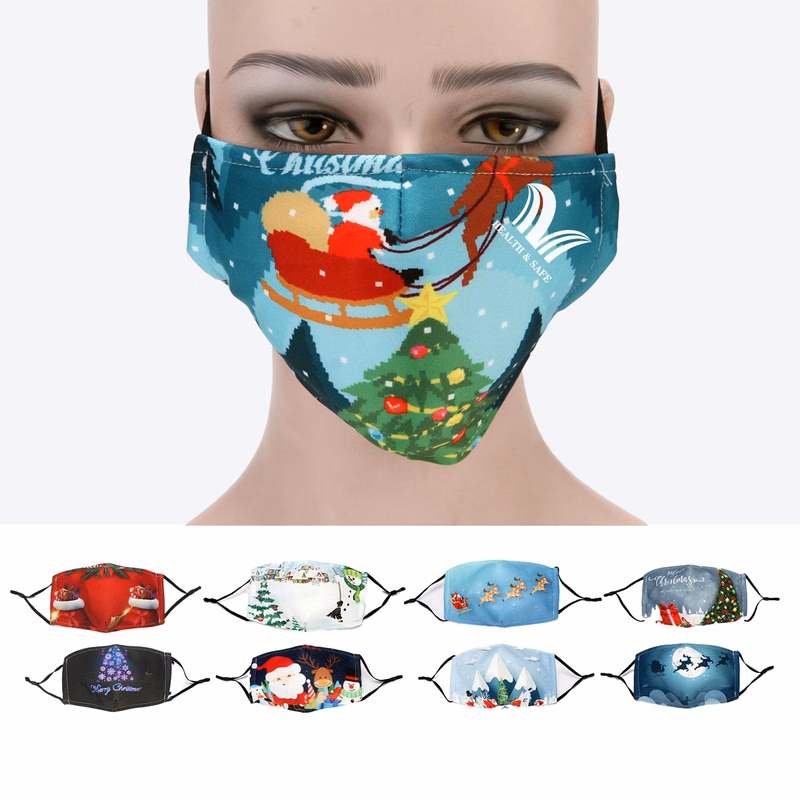 Christmas 3-Ply Reusable Cloth Face Masks Cotton Washable"