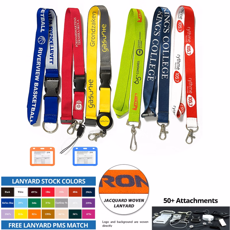Custom 5/8" Polyester Lanyard - 3 Color Woven Jacquard