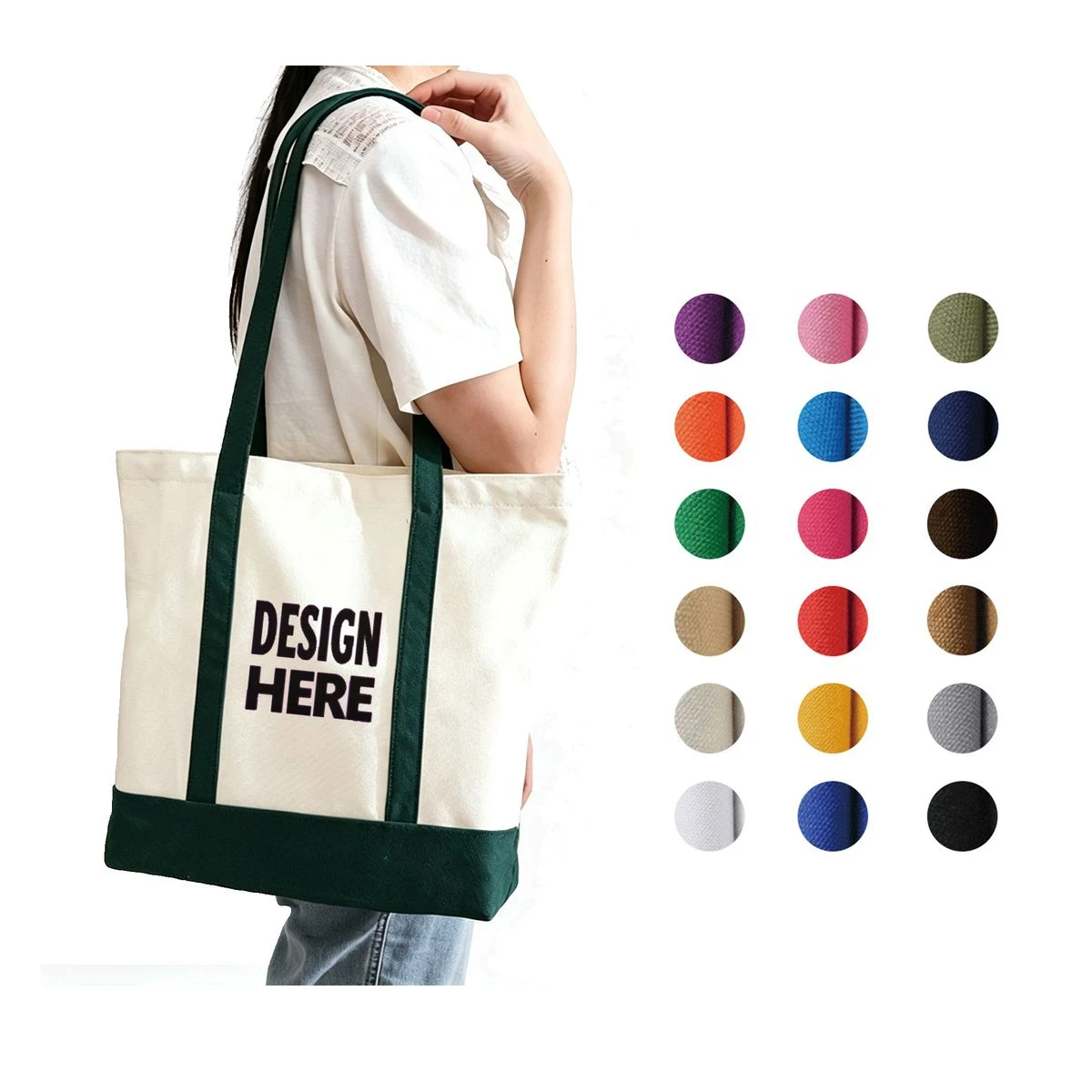 Patchwork Cotton-Polyester Canvas Tote Bag, custom tote bag with logo imprint 1