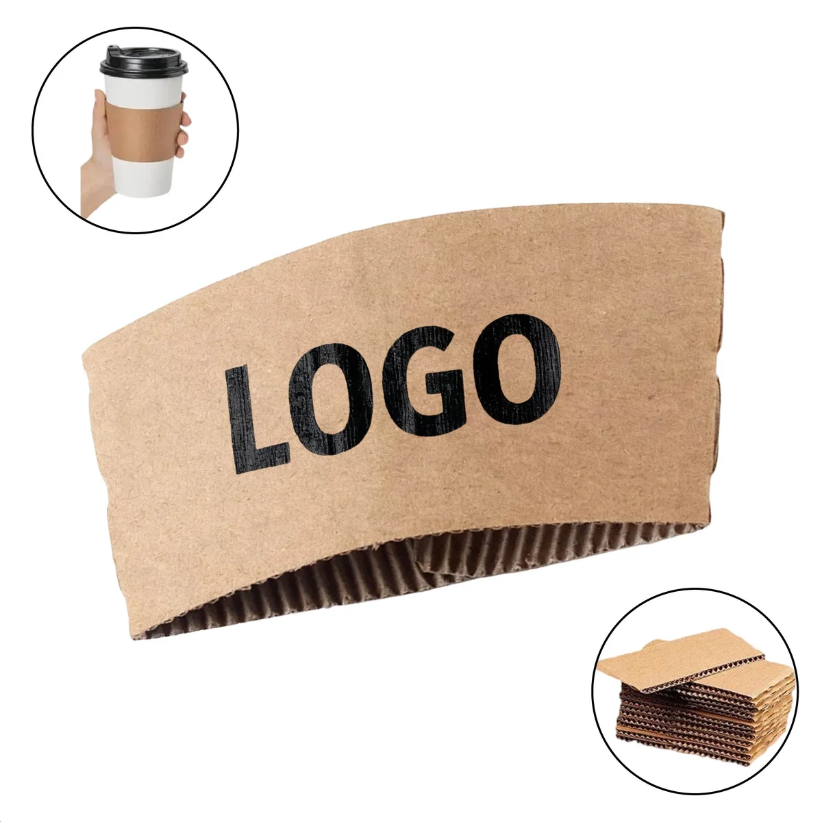 Food Service Grade Thick Kraft Paper Corrugated Cup Sleeve 1