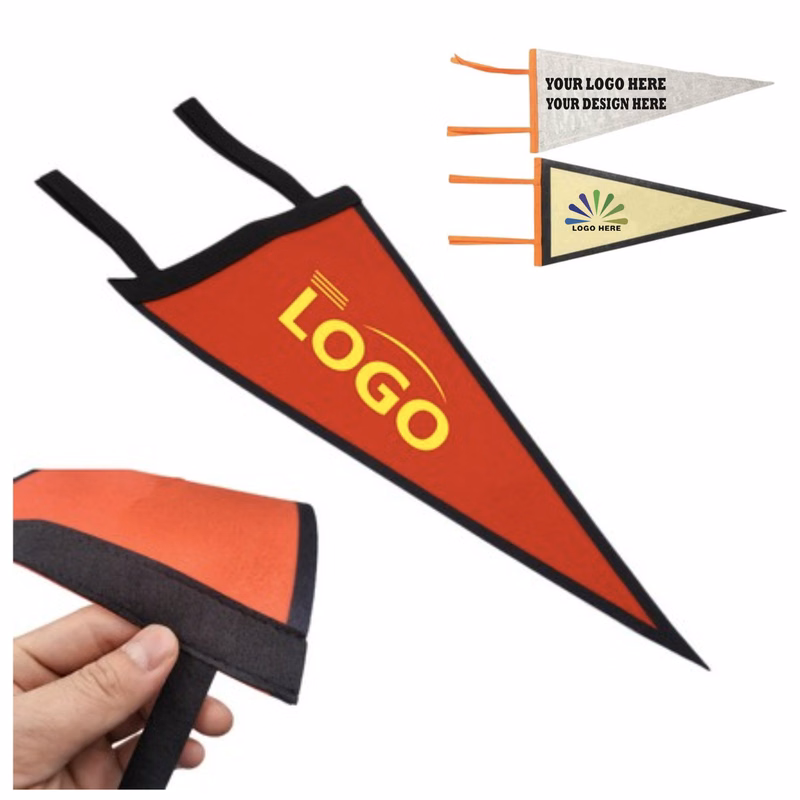 12" x 30" Custom Full Color Felt Pennant Triangle Flags