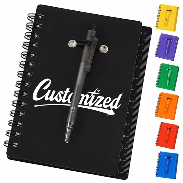 Custom Compact Mini Spiral Notepad with Clip Pen Set — Office & School Gift