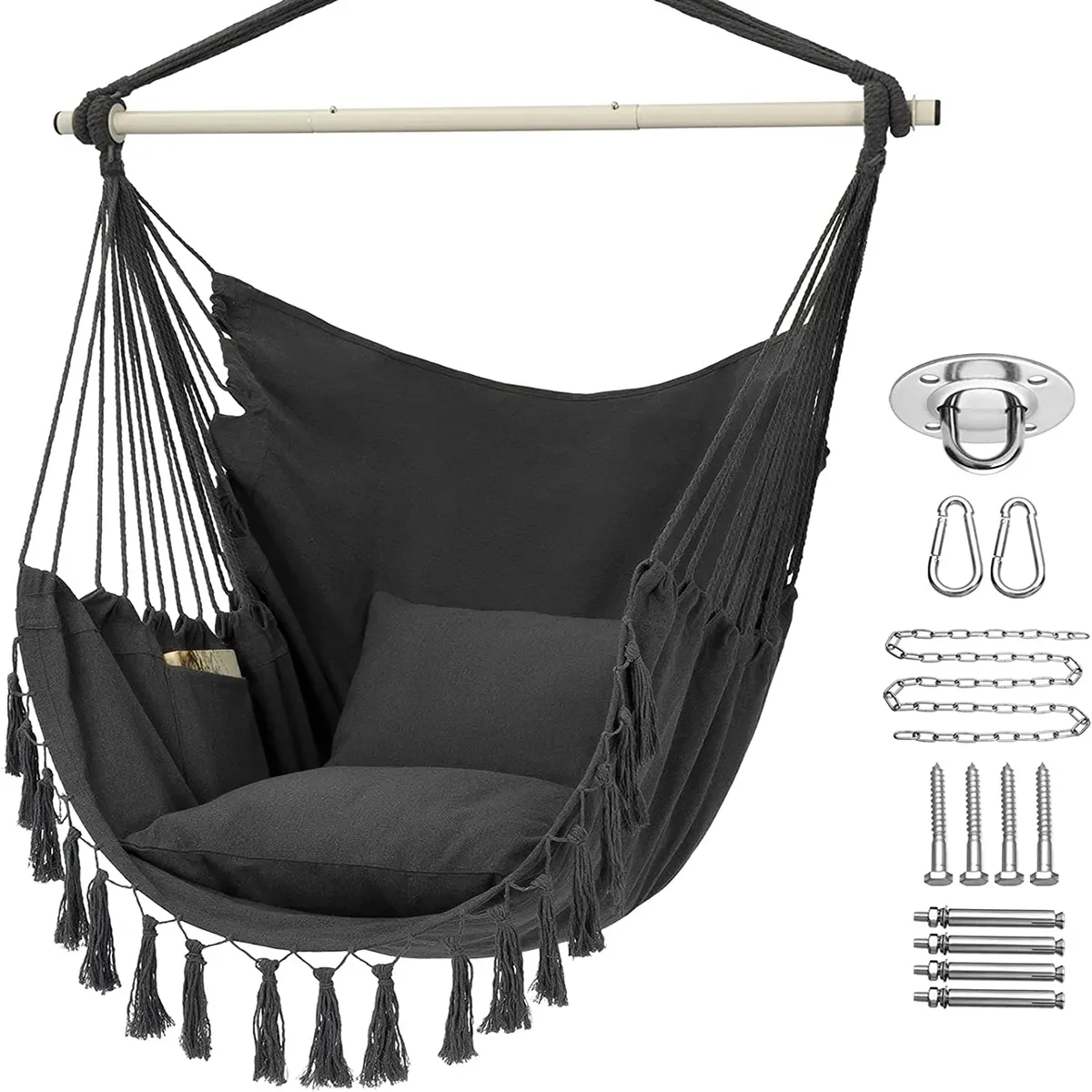 Home Macrame Hanging Hammock Chair 1