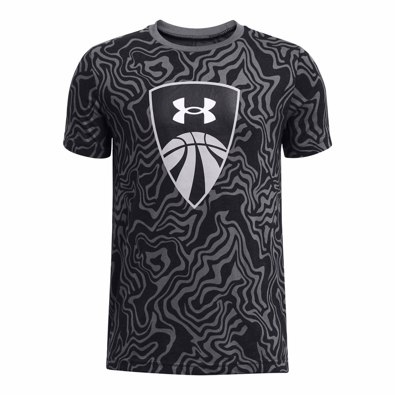 UA Basketball Shield Printed Boys' Short Sleeve