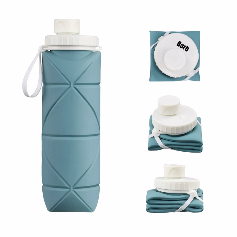600ml/20oz Silicone Collapsible Water Bottle
