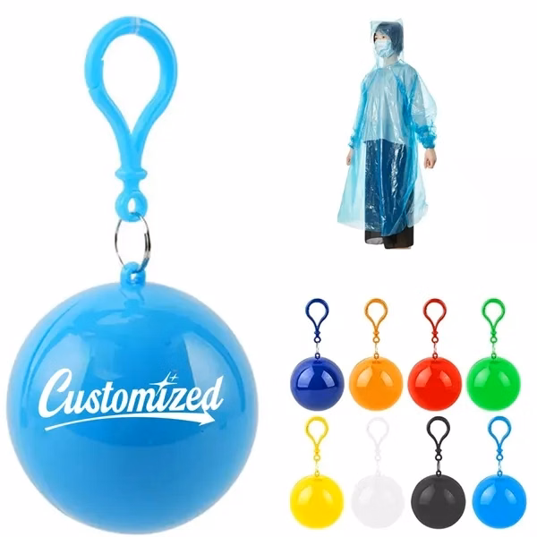 Custom Emergency Disposable Rain Poncho Keychain — Compact Weather Protection Accessory