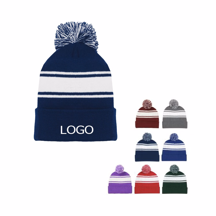 Winter Knitted Beanie Hat with Pom Warm Knit Cap Beanie