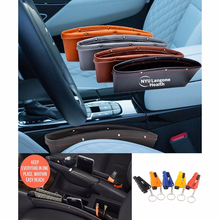iBank ® Car Hammer, Emergency Seatbelt Cutter, & Whistle Keychain + Leatherette Car Organizer. Free