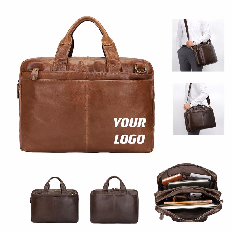 Custom Handmade Vintage Genuine Cowhide Briefcase For Men