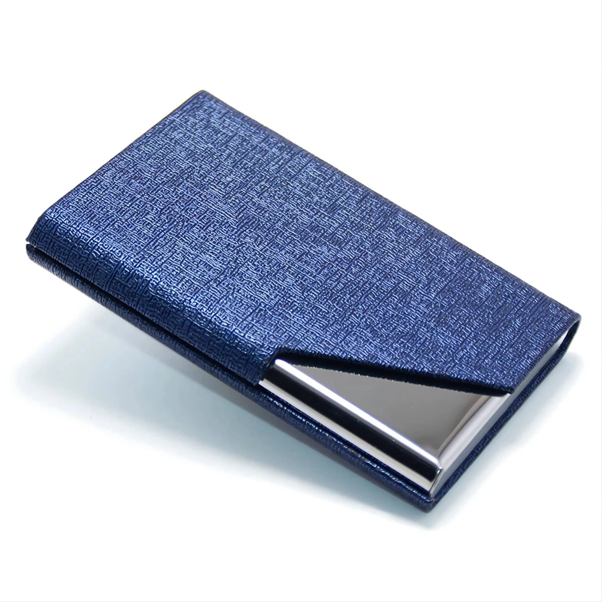 Metal PU Leather Slim Business Card Holder Case 1