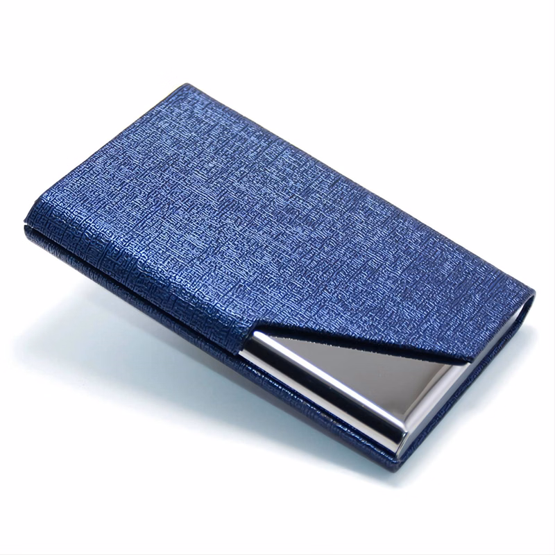 Metal PU Leather Slim Business Card Holder Case