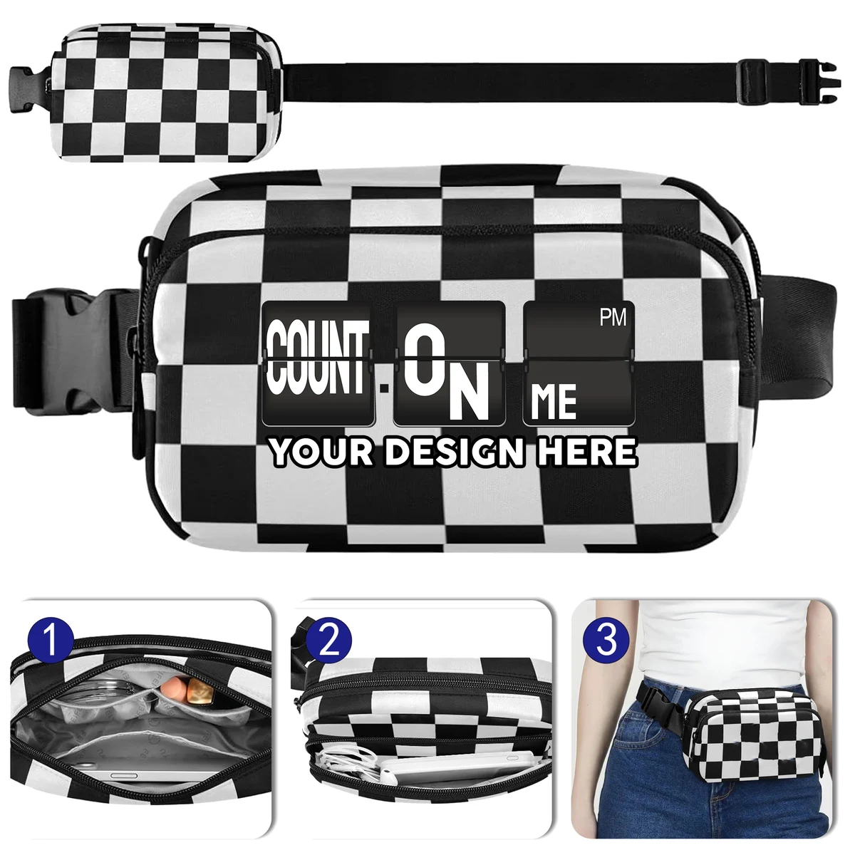 Checkered Pattern Fanny Pack 1
