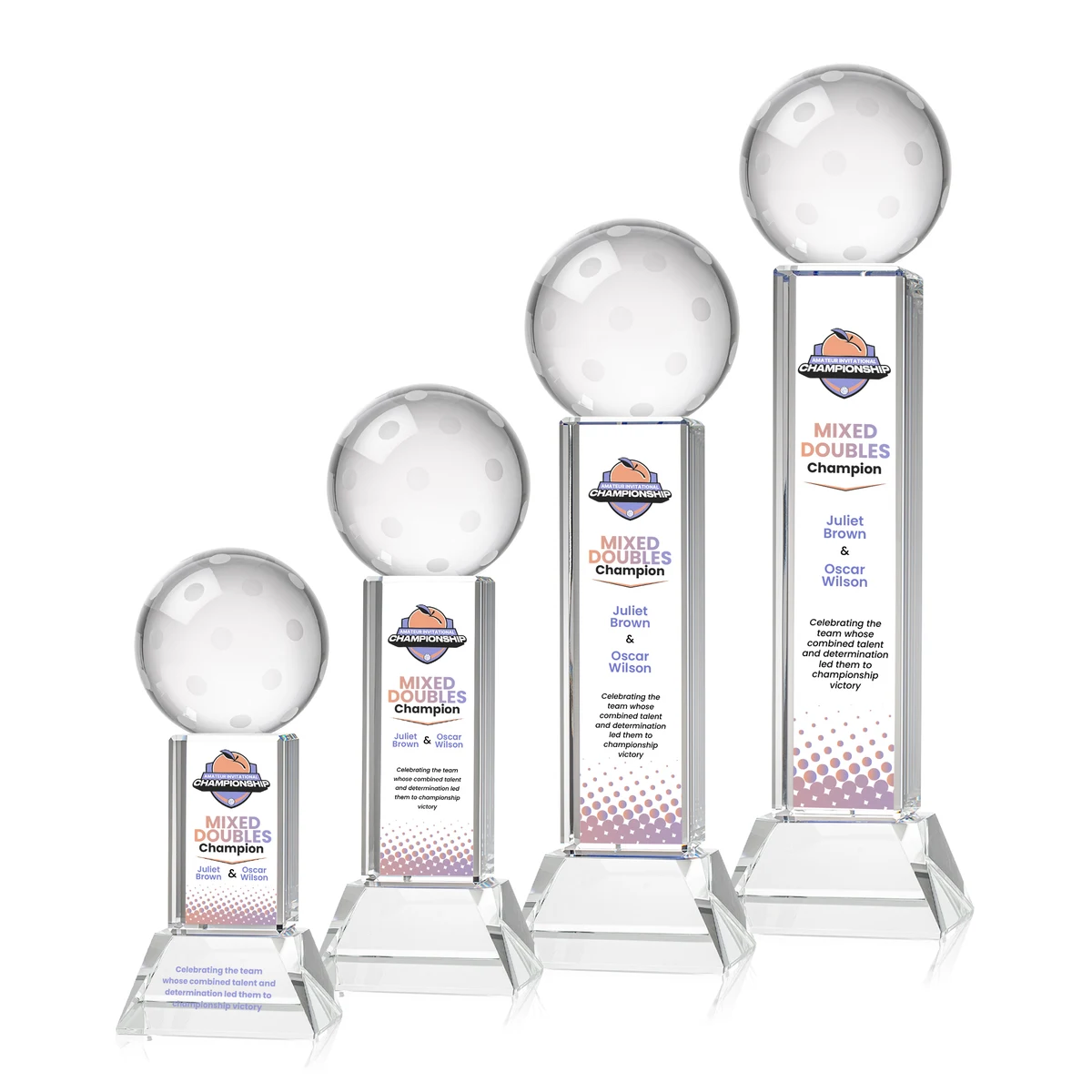 Pickleball VividPrint™ Award on Stowe Base - Clear 1