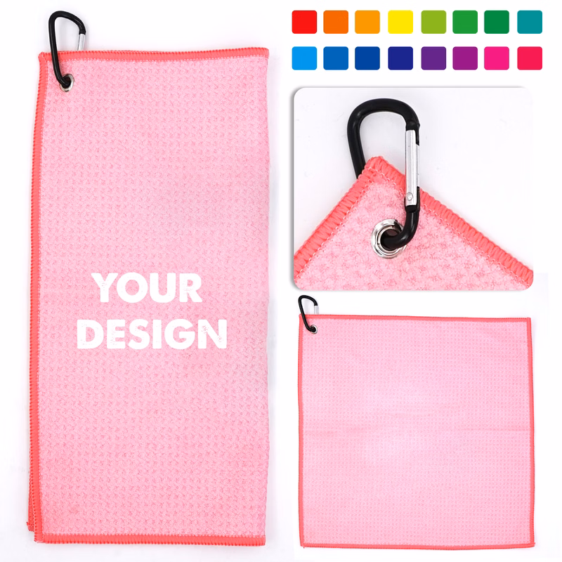 Full Color Sublimation Waffle Golf Towel With Carabiner