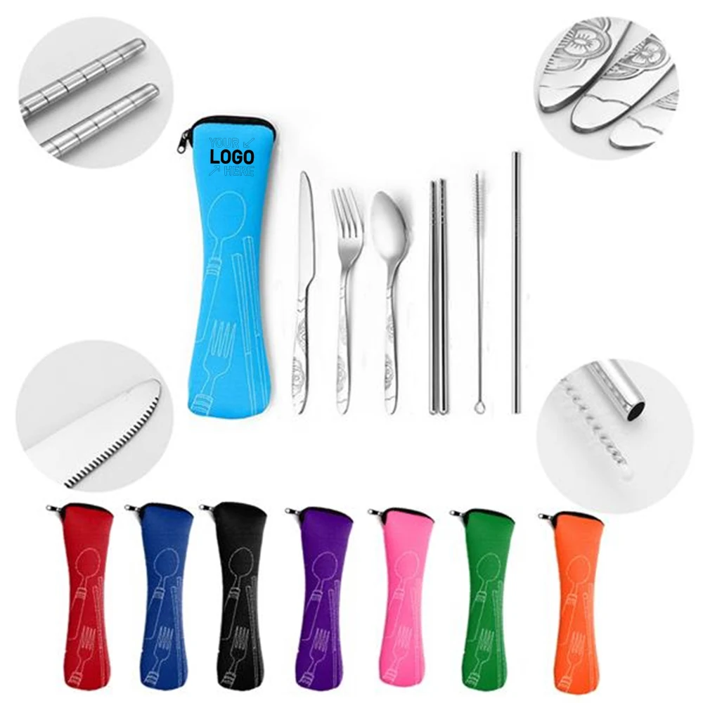 travel stainless steel cutlery bag set 1
