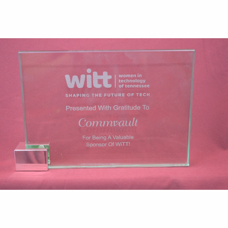 Jade Glass Landscape Style Rectangle With Corner Holder