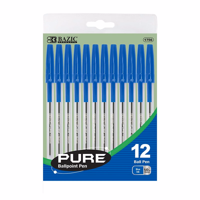 Ballpoint Pens - 12 Count Blue Medium