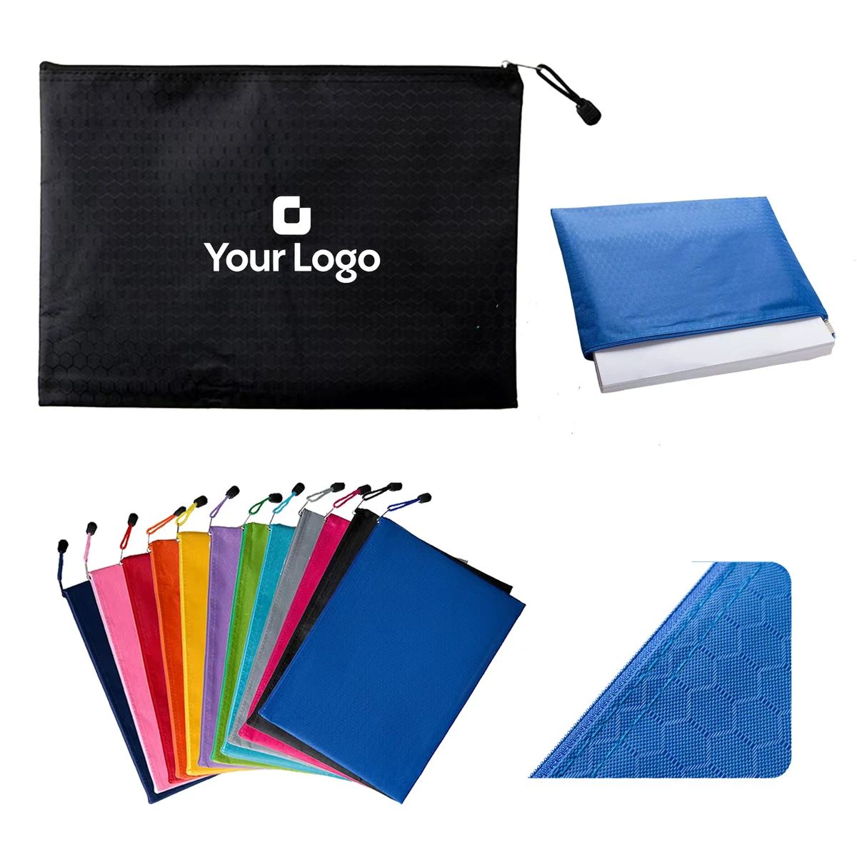 A4 Waterproof Football Pattern Zipper File Bag 1