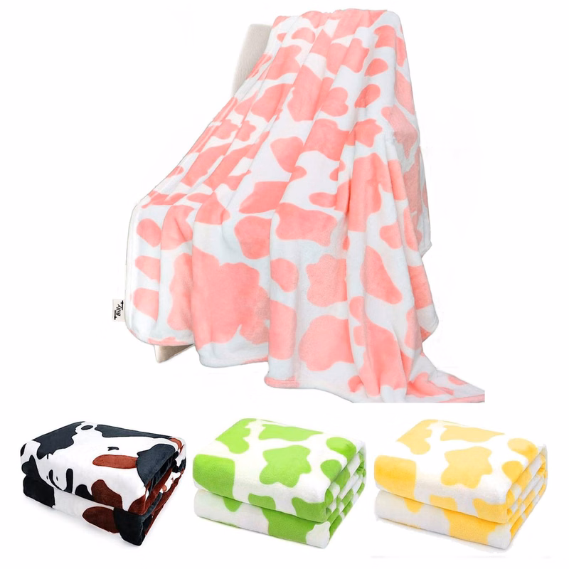 Fleece Cow Print Blanket for All Season