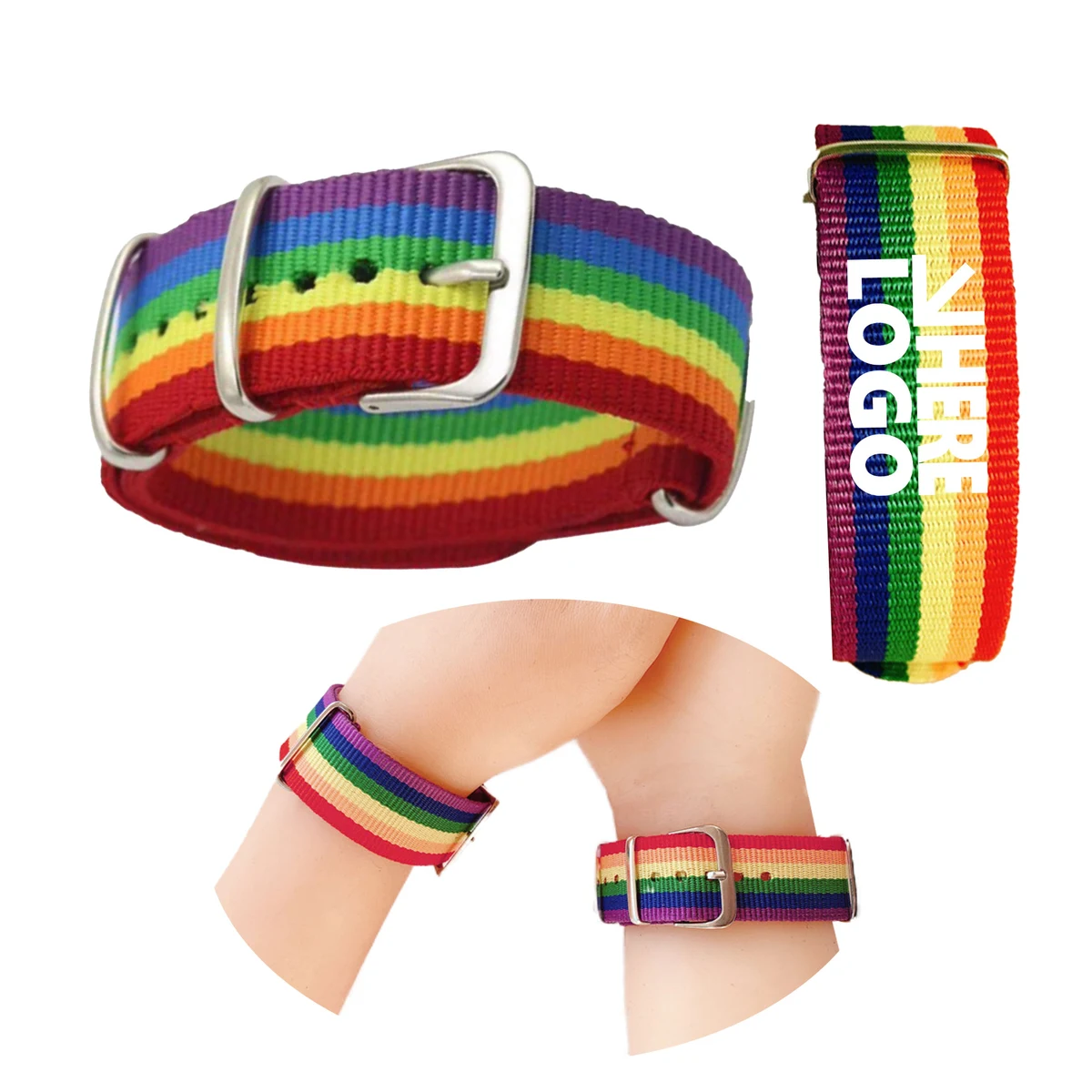 MOQ 100 Bracelet Wristband Braided Rainbow Pride Day 1