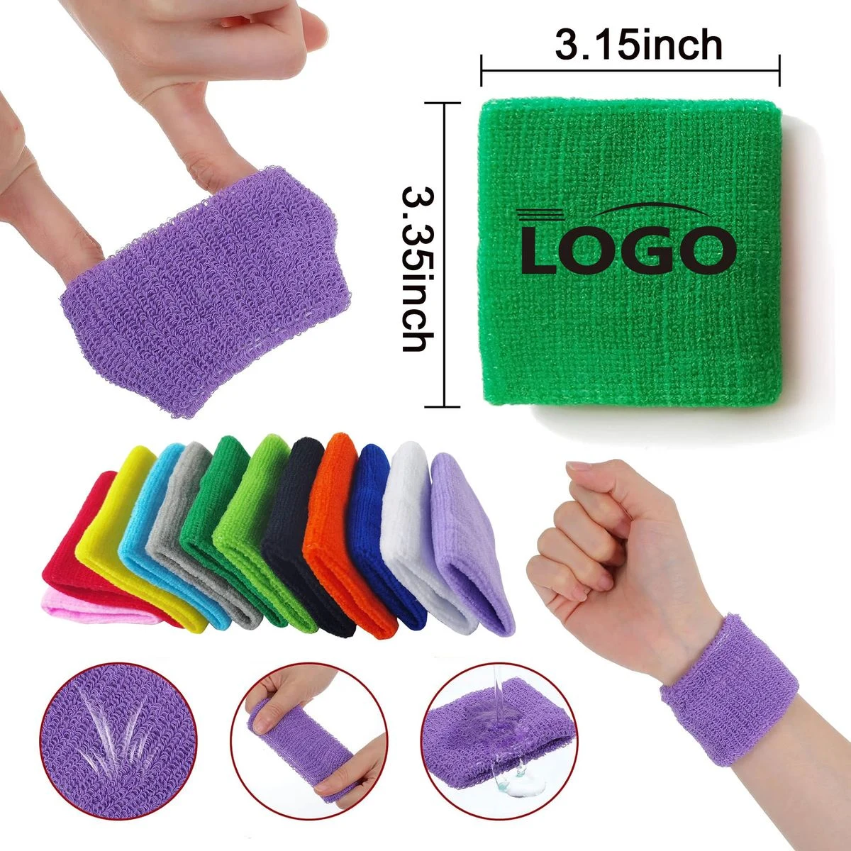 Cotton Terry Cloth Moisture Wicking Wristband 1