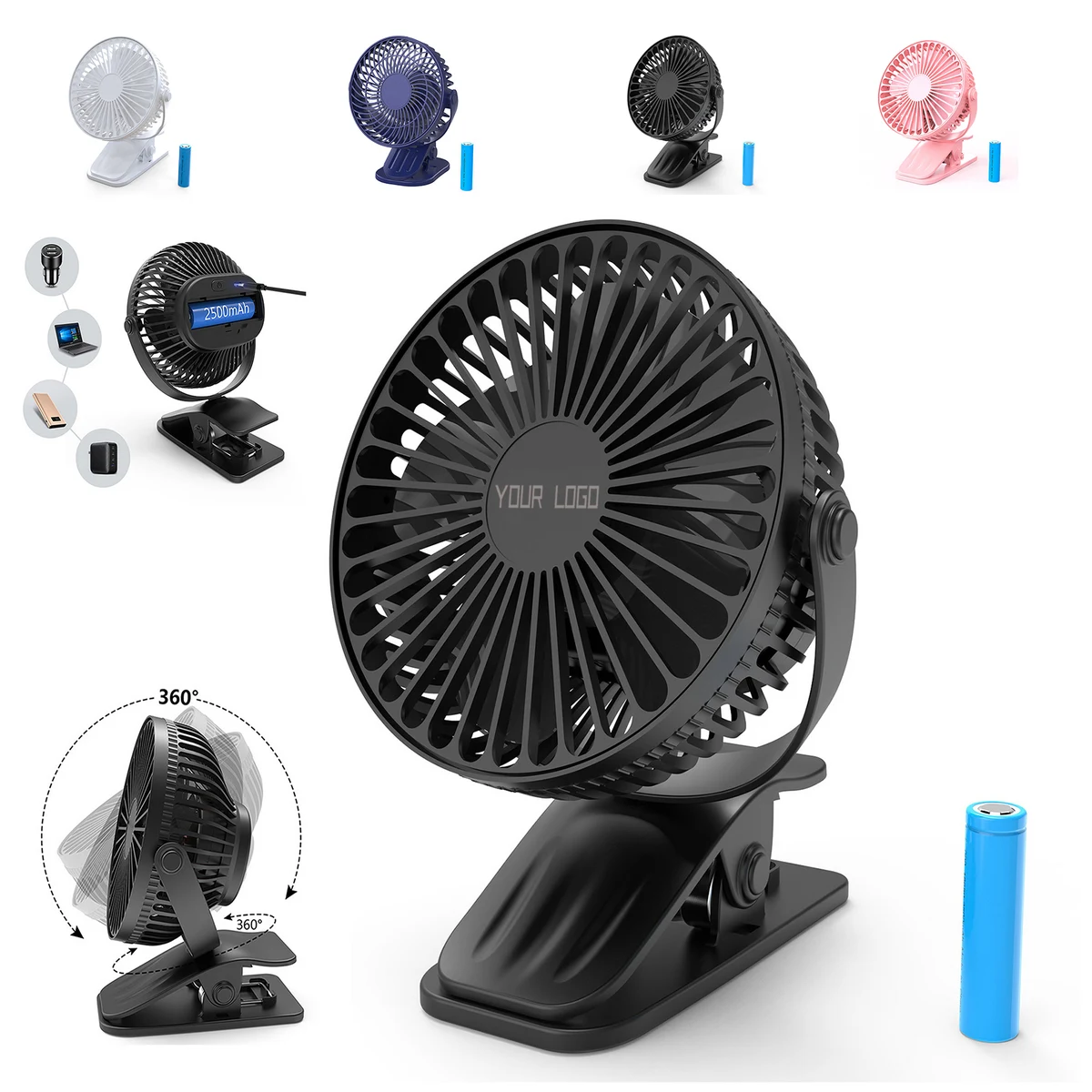 USB Clip Rechargeable Small Fan 1