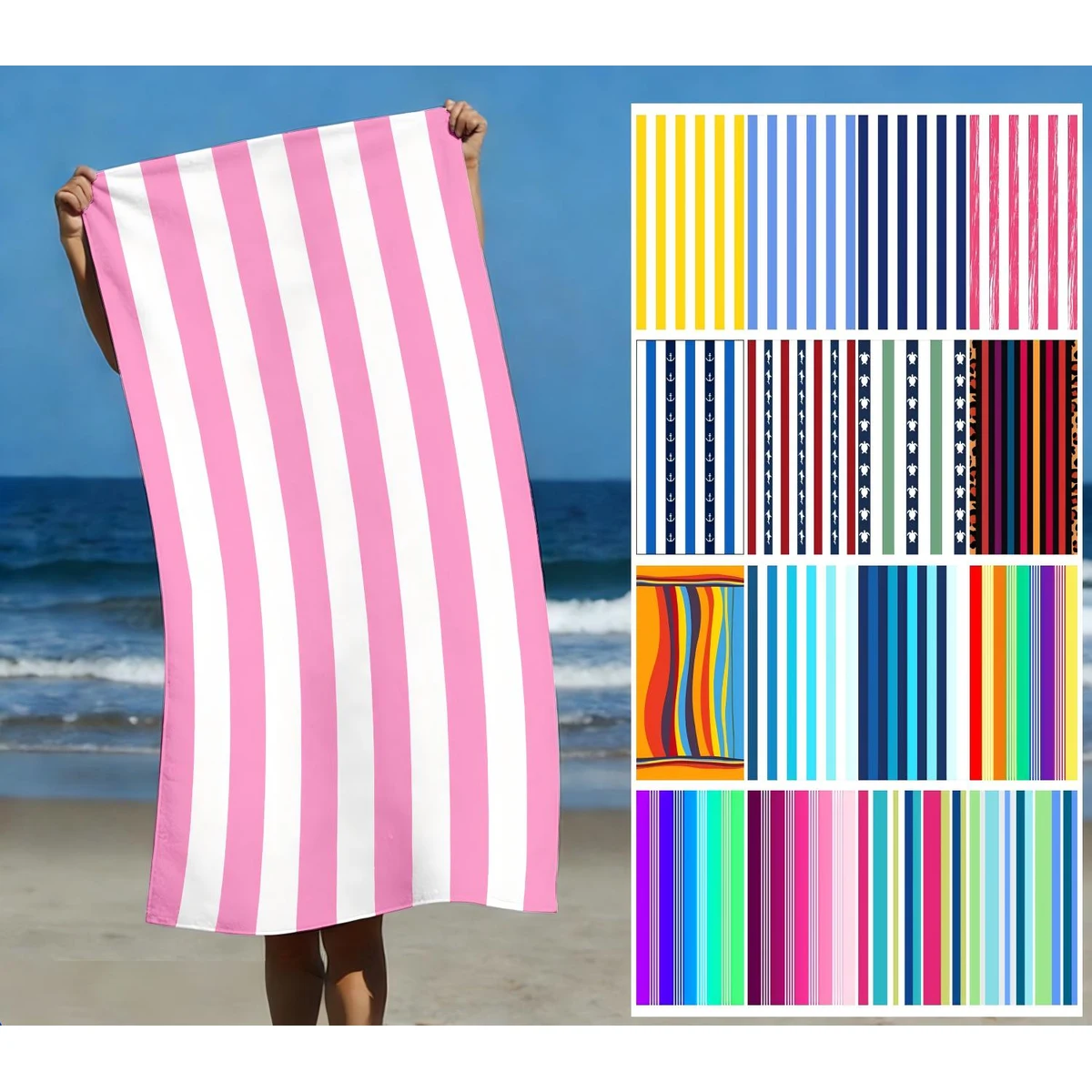 200GSM 60"x 30" Full-color Polyester Beach Towel/Blanket 1