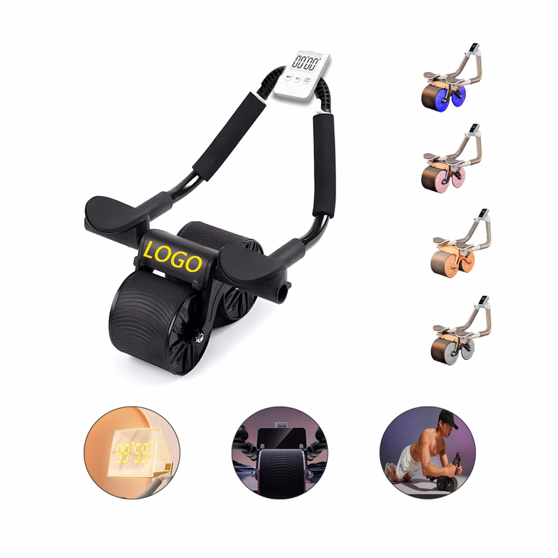 Automatic Rebound Abdominal Roller With Knee Pad And Timer