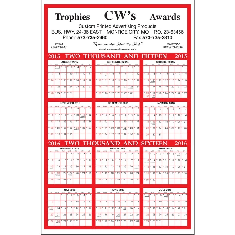 Academic Year View Poster Wall Calendar 1