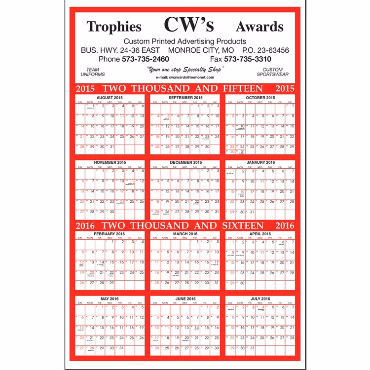 Academic Year View Poster Wall Calendar