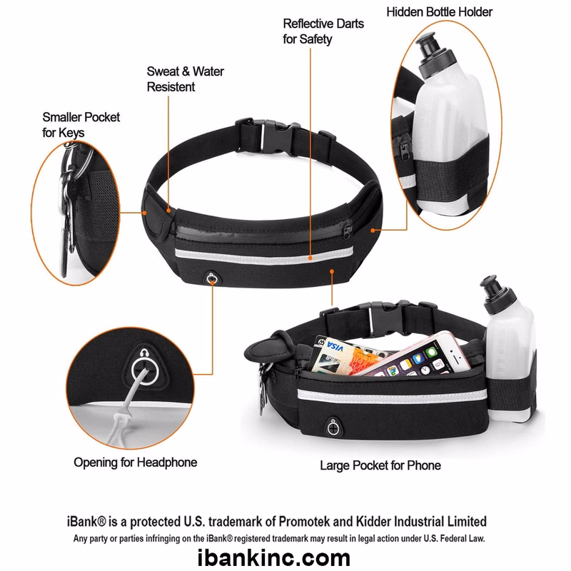 iBank ® Waist Bag for Travel Fitness Running Sports Phone Bag