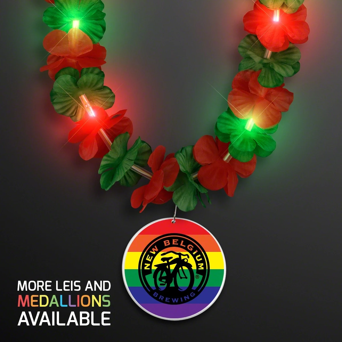 LED Christmas Lei Party Necklace with Rainbow Medallion 1