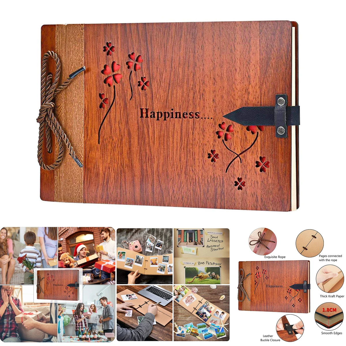 Wooden Scrapbook Album DIY Photo Album 80 Pages 1